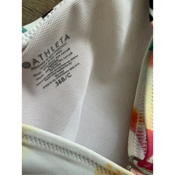 Athleta Swimsuit Bikini Beach Swim Surf Tropical Floral White M 36 B/C Underwire - Picture 2 of 4